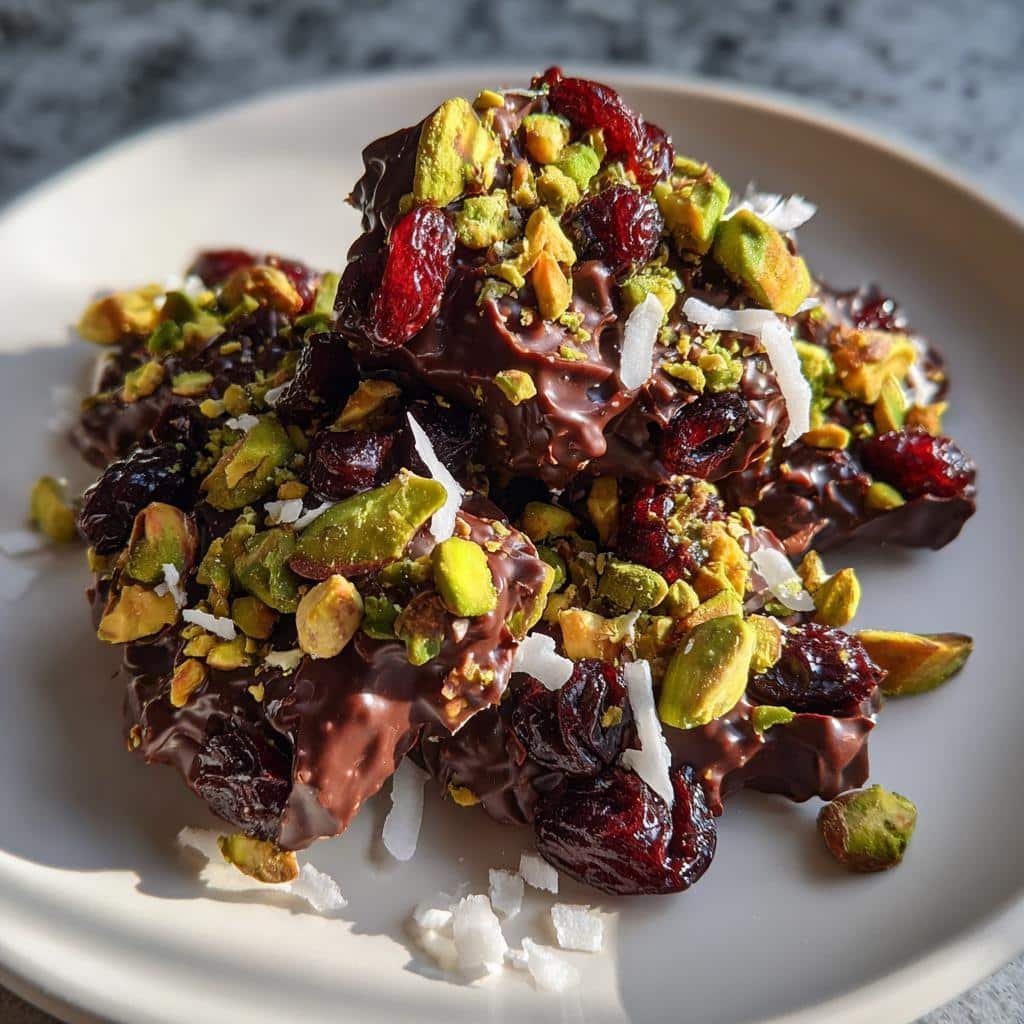 Christmas Healthy Cherry Pistachio Rocky Road Clusters