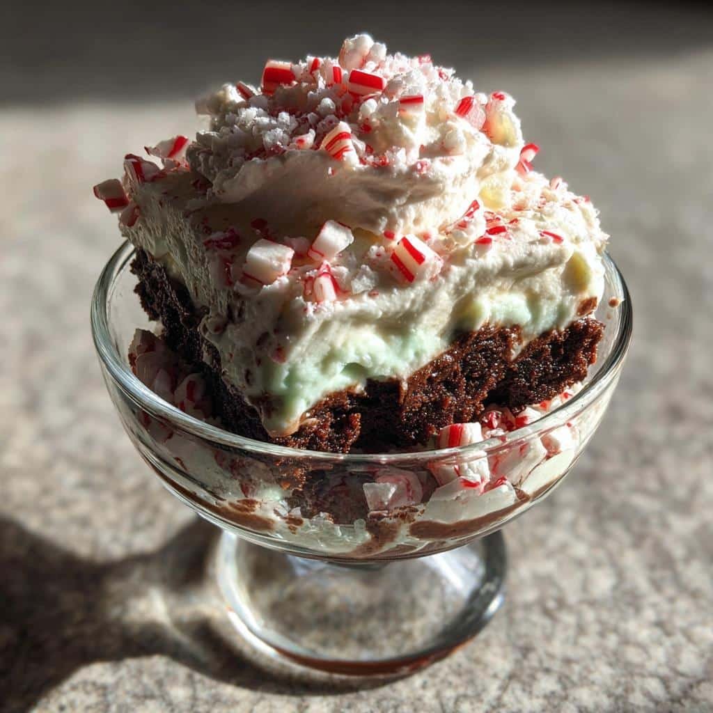 Christmas healthy Peppermint Brownie Cheesecake Parfaits