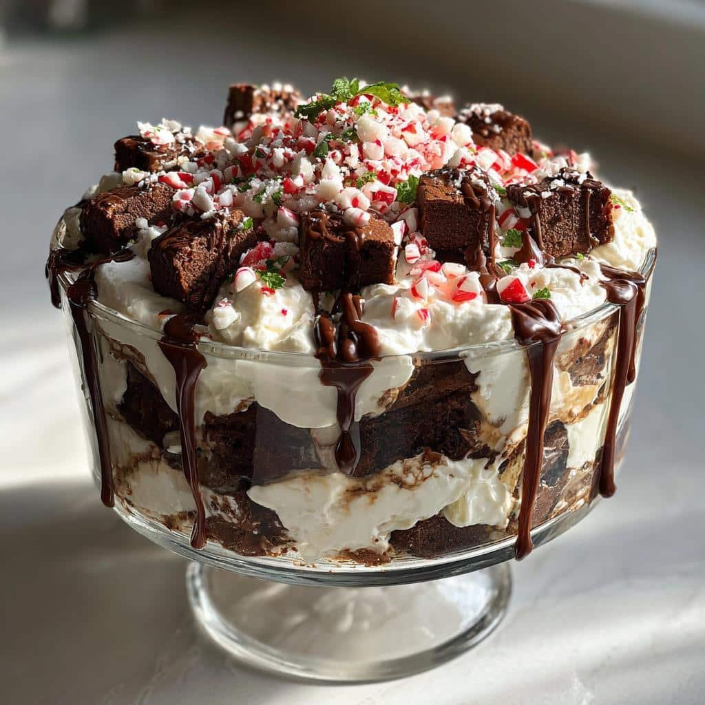Christmas healthy Peppermint Brownie Ice Cream Trifle - detail 1