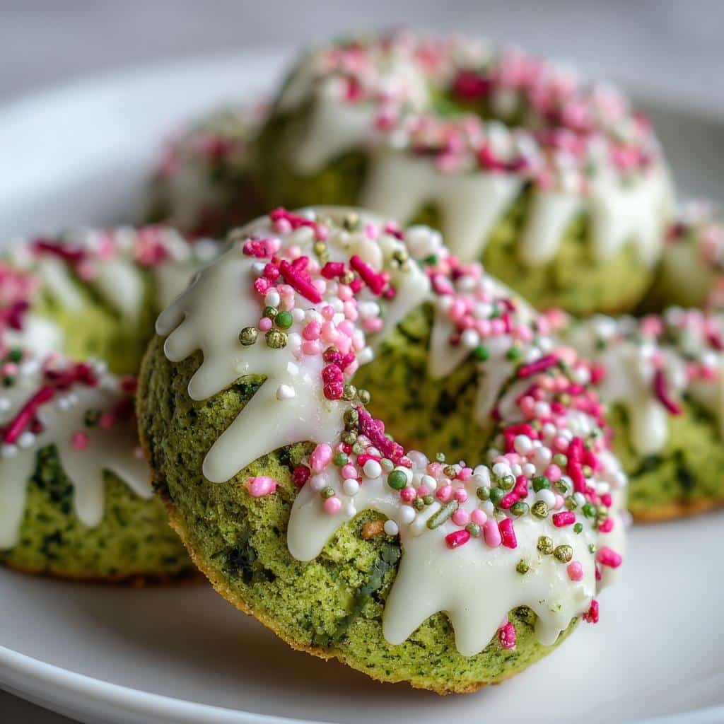 Christmas healthy dinner Matcha Wreath Cookies (Dipped & Decorated) - detail 1