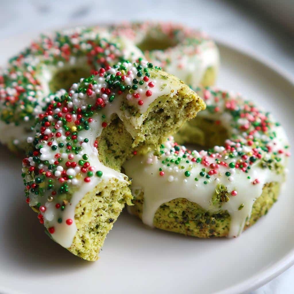Christmas healthy dinner Matcha Wreath Cookies (Dipped & Decorated)