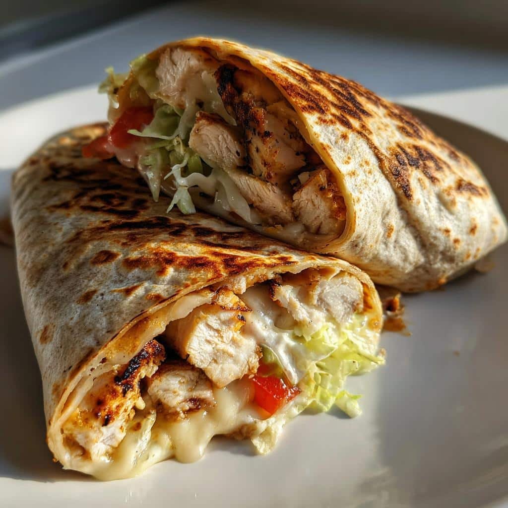 Christmas healthy dinner Ooey-Gooey Cheesy Garlic Chicken Wraps - detail 1