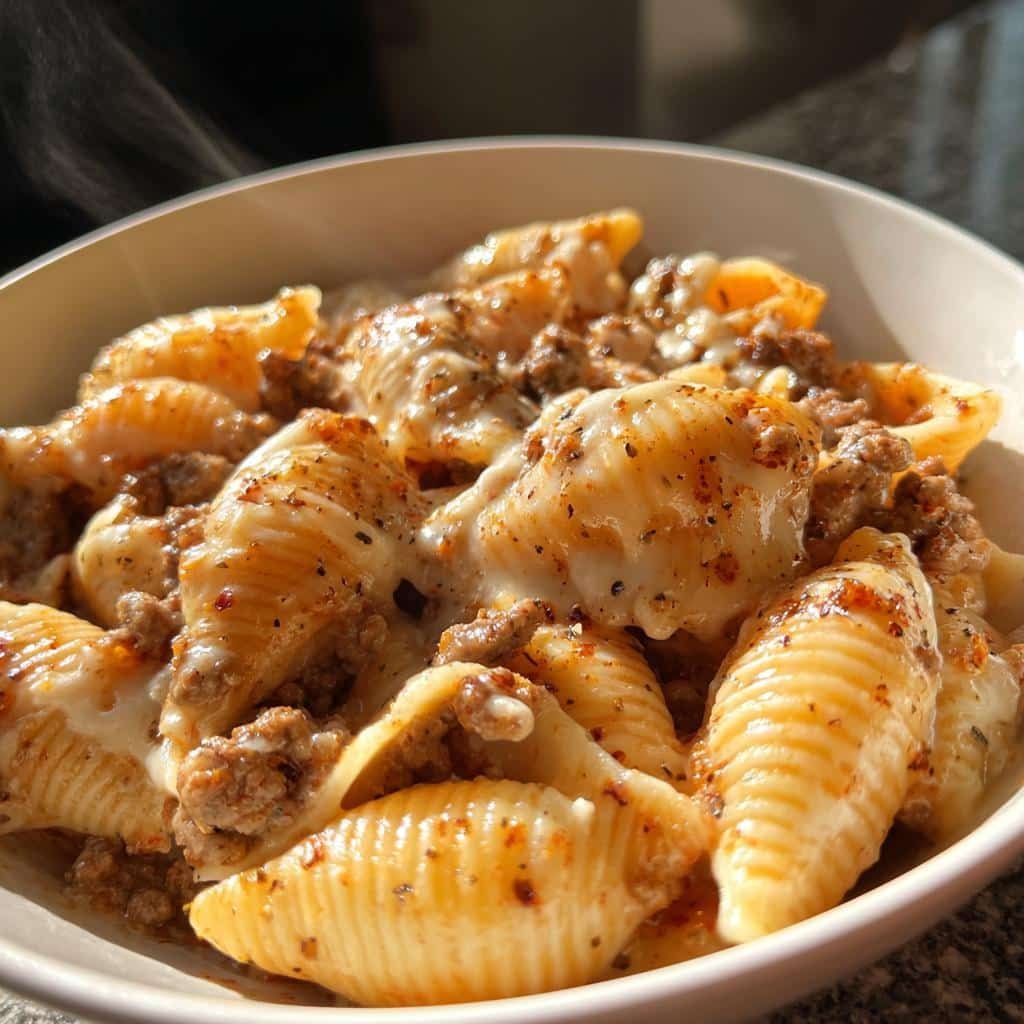 Crockpot Cheesy Ranch Beef Pasta Shells in 4 Easy Steps 4 Crockpot Cheesy Ranch Beef Pasta Shells - detail 1