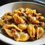 Crockpot Cheesy Ranch Beef Pasta Shells
