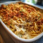 Easy Creamy Chicken Tetrazzini Casserole