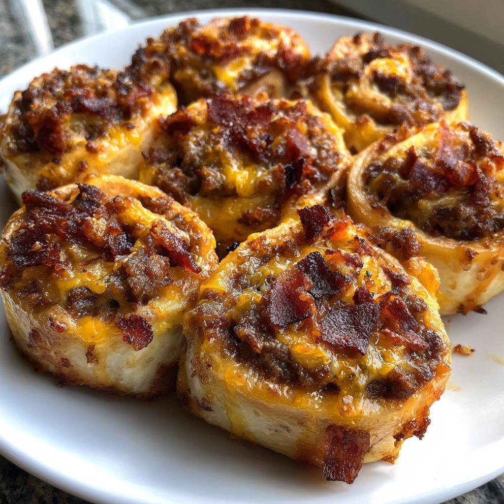 Garlic Butter Bacon Cheeseburger Rollups