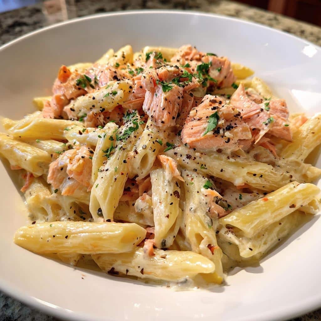 Healthy 5-Ingredient Creamy Salmon Pasta