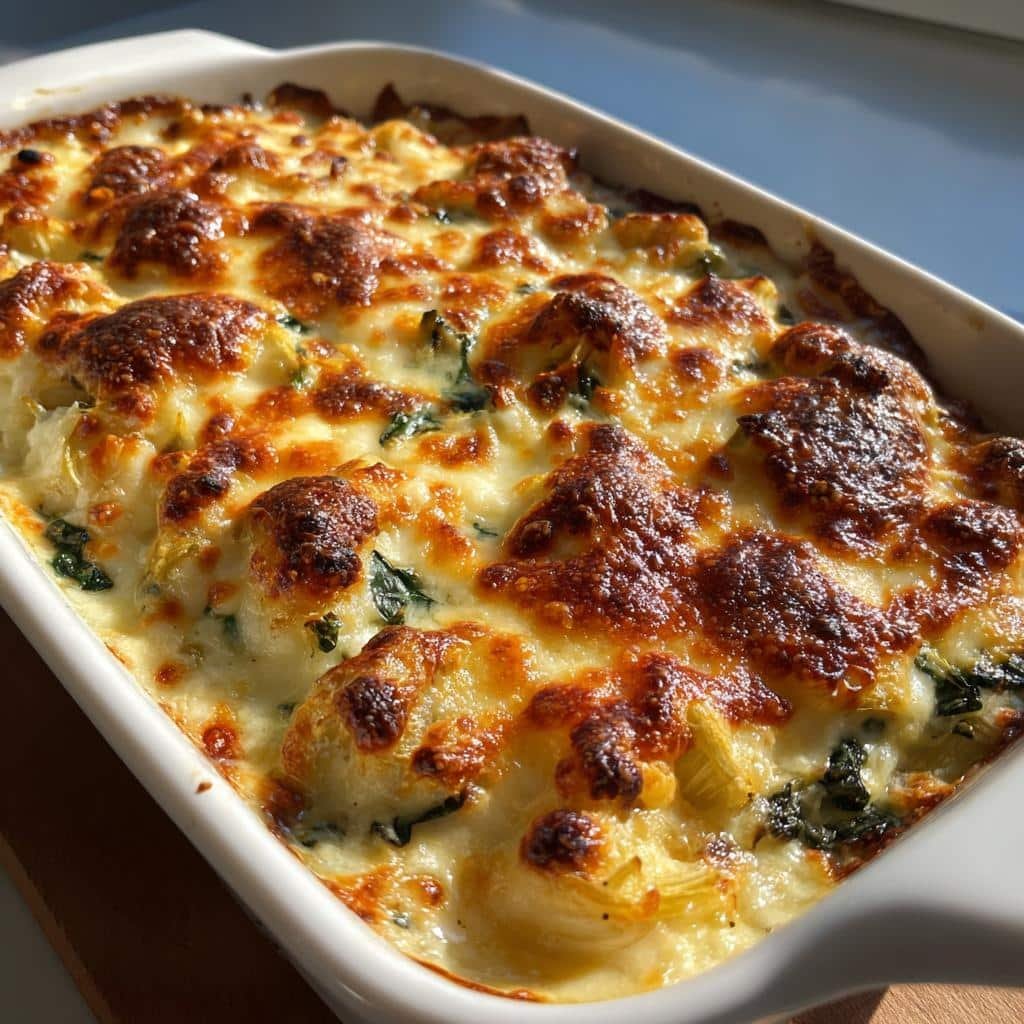 Healthy Artichoke & Spinach Casserole (Creamy)