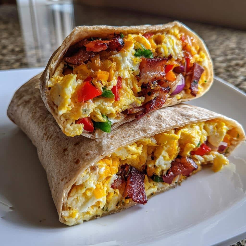 Healthy Bacon Egg Cheese Breakfast Burrito