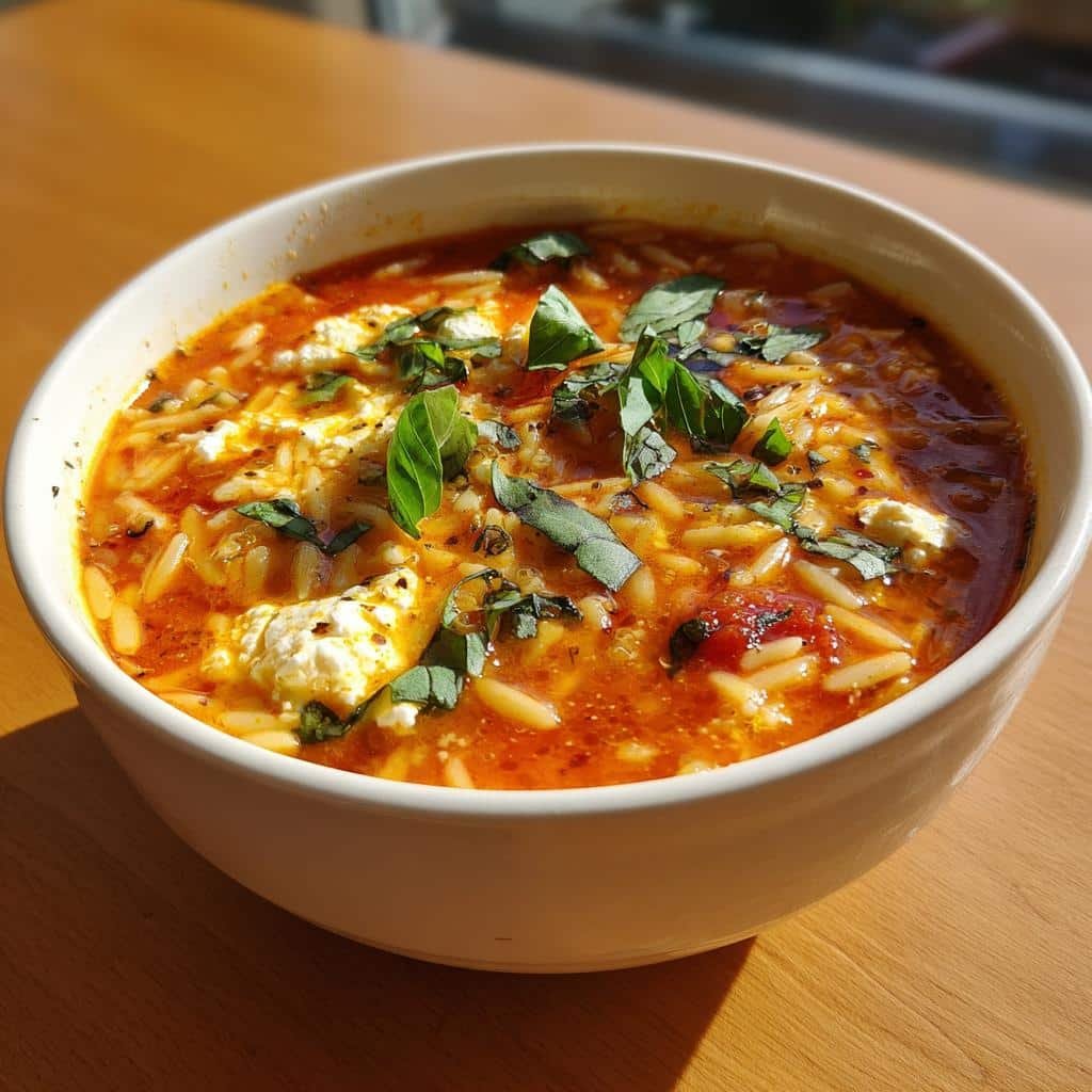 Healthy Baked Feta Tomato Soup with Orzo in 30 Minutes 4 Healthy Baked Feta Tomato Soup with Orzo - detail 1