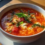 Healthy Baked Feta Tomato Soup with Orzo