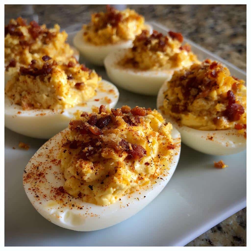 Healthy Brown Sugar Bacon Crunch Deviled Eggs Sharp Cheddar Dream