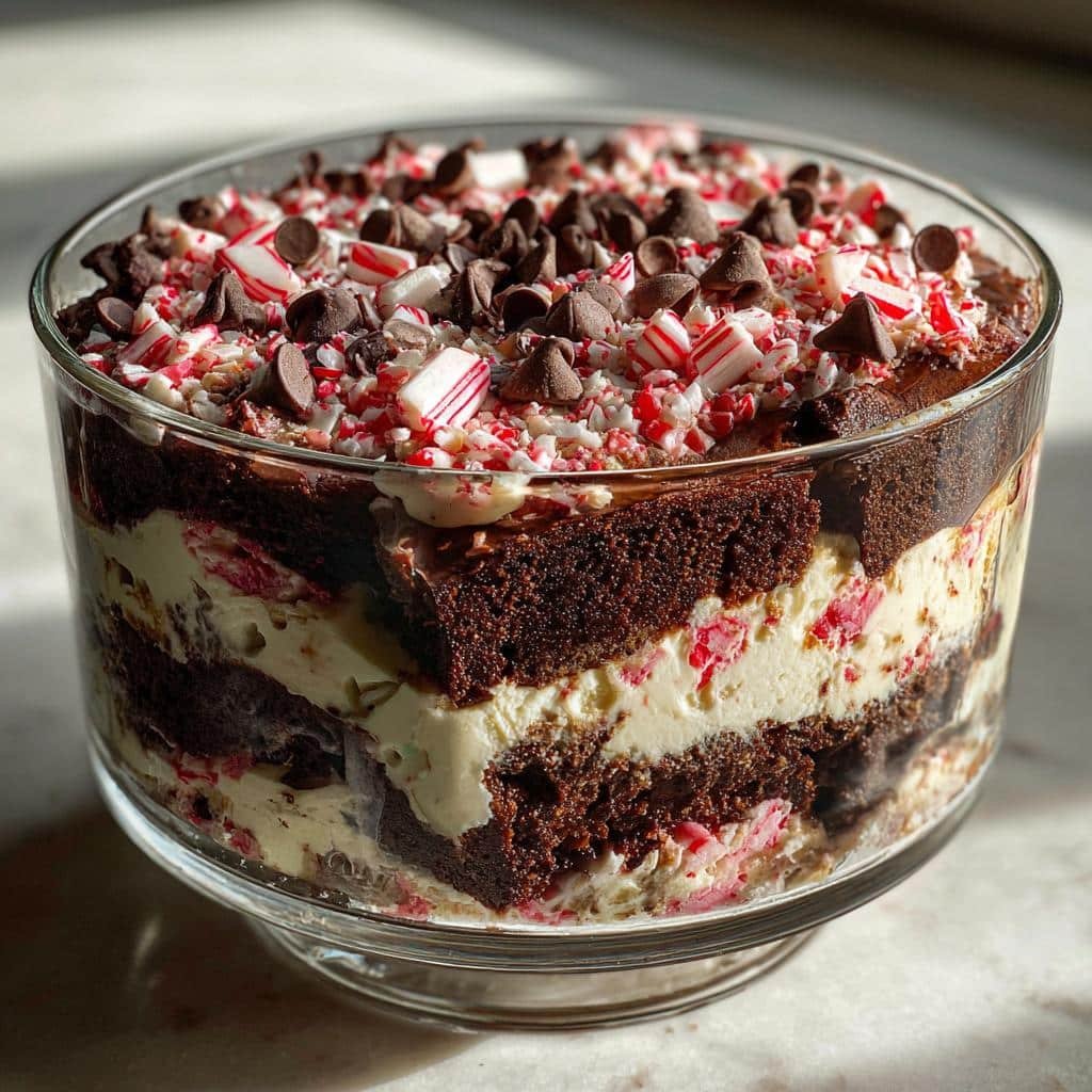 Healthy Candy Cane Brownie Cheesecake Trifle - detail 1
