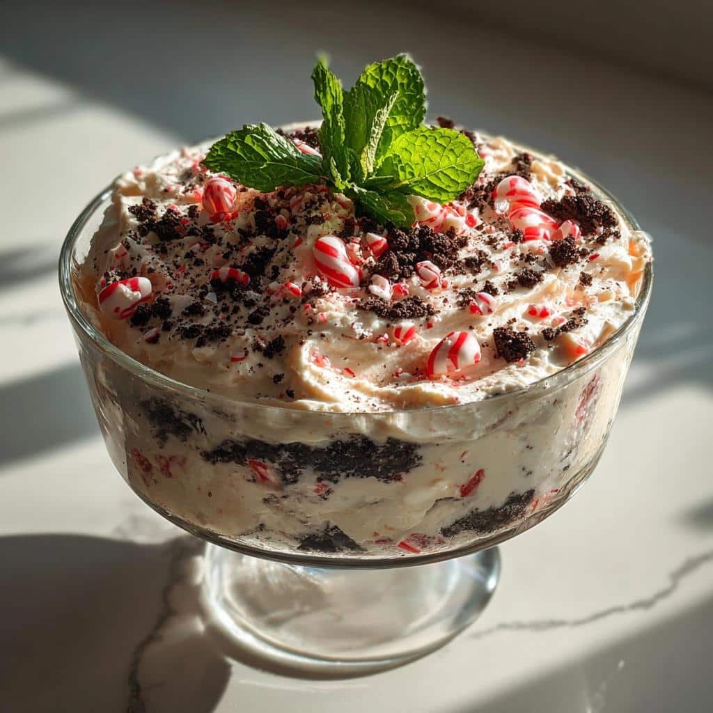 Healthy Candy Cane Oreo Cheesecake Trifle - detail 1
