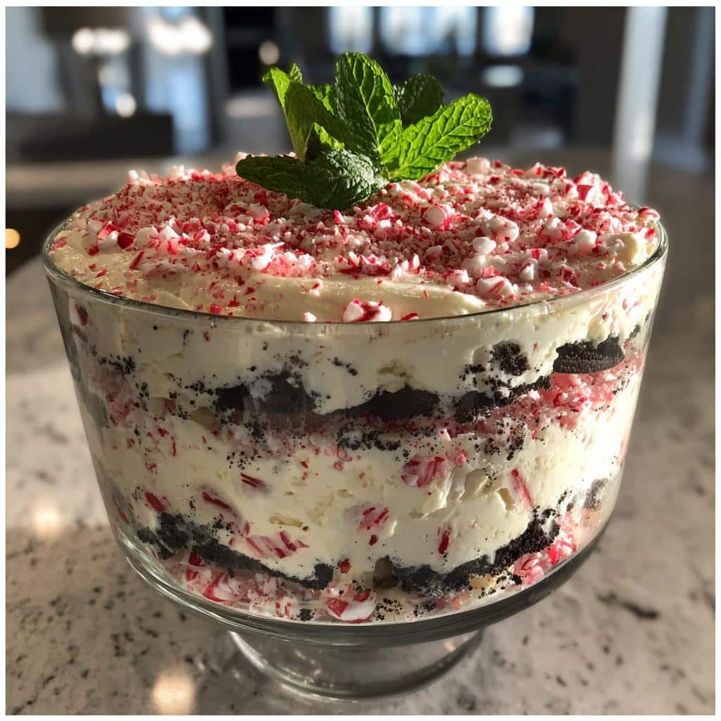 Healthy Candy Cane Oreo Cheesecake Trifle
