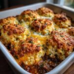 Healthy Cheddar Bay Beef Cobbler