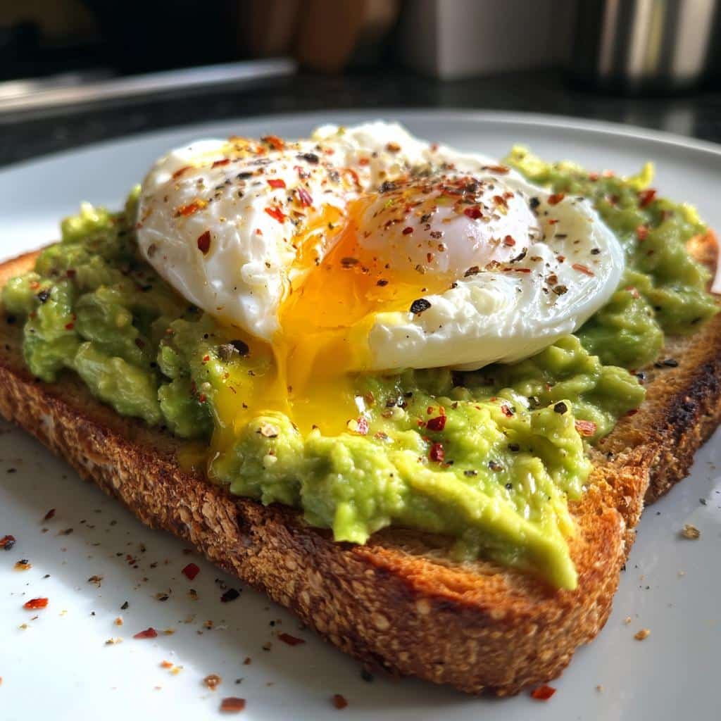 Healthy Creamy Avocado Toast with Perfect Poached Egg