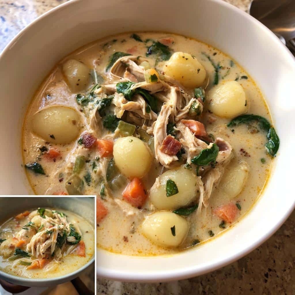 Healthy Creamy Crockpot Chicken Gnocchi Soup