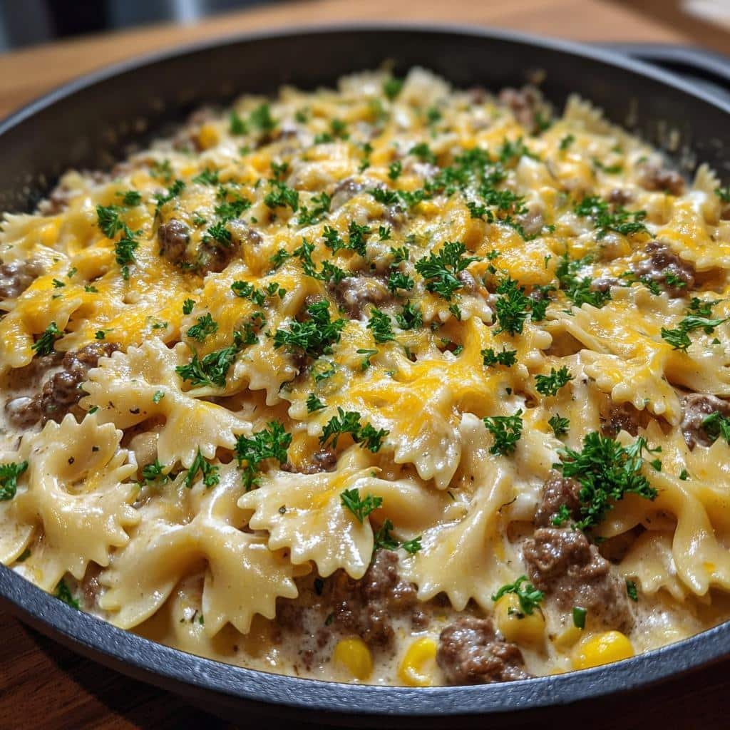 Healthy Creamy Ranch Beef Bowtie Skillet with Sweet Corn Magic - detail 1
