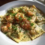 Healthy Creamy Shrimp & Parmesan Ravioli