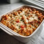 Healthy Creamy Tomato Chicken Pasta casserole