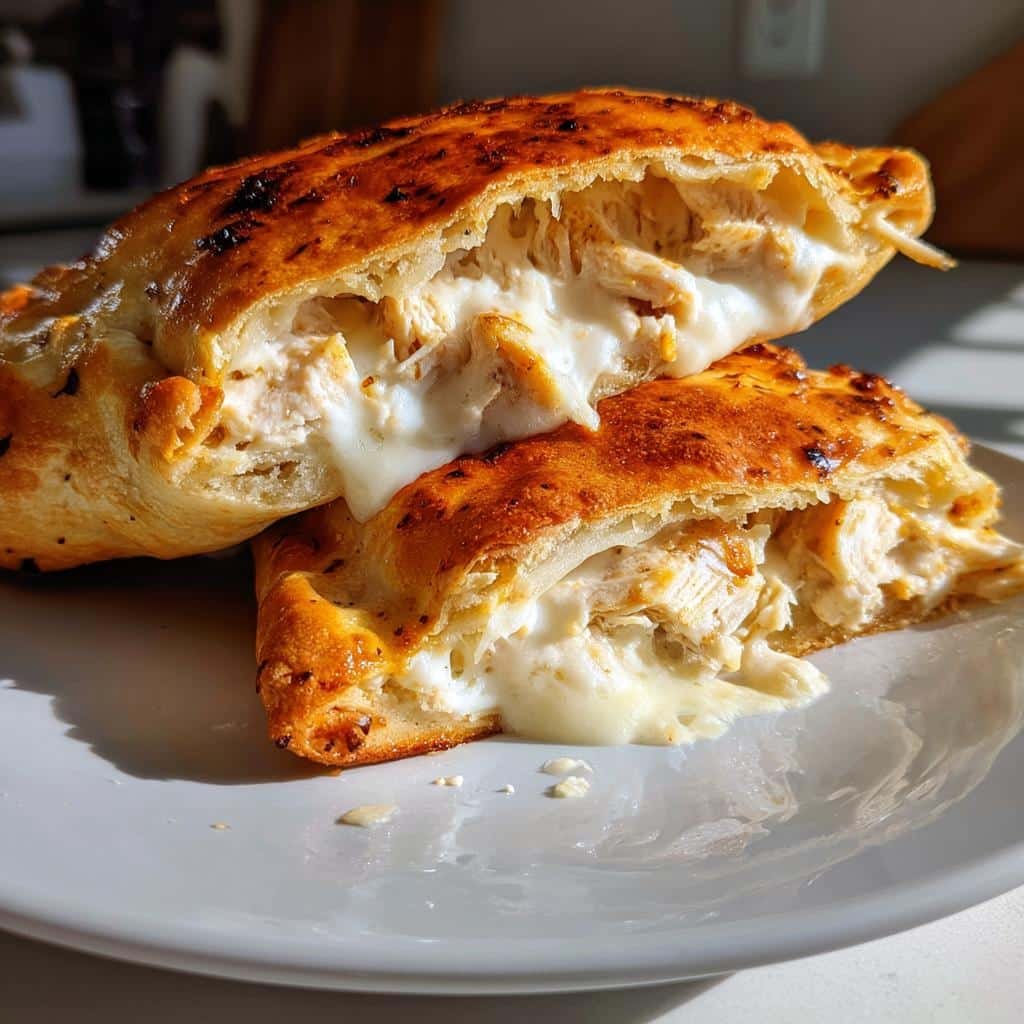 Healthy Crispy Cheesy Chicken Alfredo Air Fryer Calzones