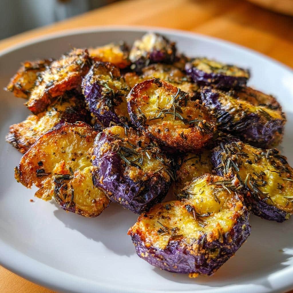 Healthy Crispy Smashed Purple Potatoes