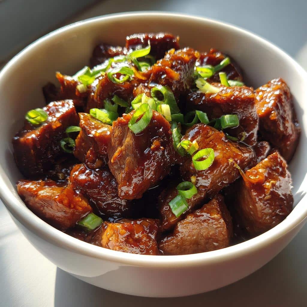 Healthy Crock Pot Honey Garlic Steak Bites