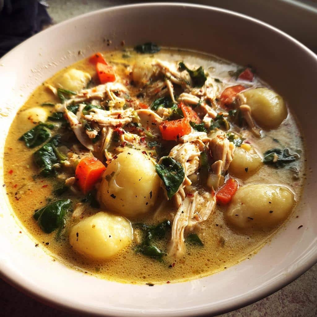 Healthy Crockpot Chicken Gnocchi Soup
