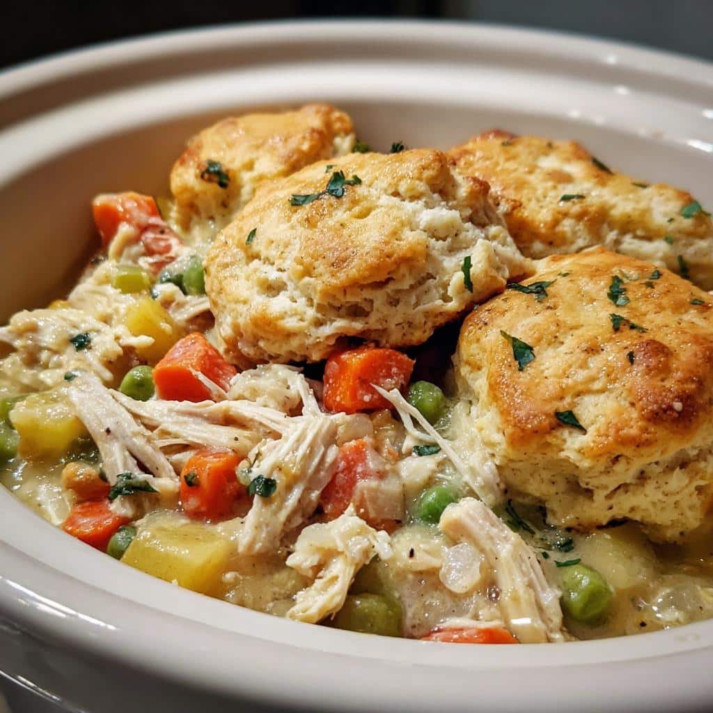 Healthy Crockpot Chicken Pot Pie with 6 Fluffy Biscuits 4 Healthy Crockpot Chicken Pot Pie and Biscuits - detail 1