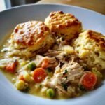 Healthy Crockpot Chicken Pot Pie and Biscuits
