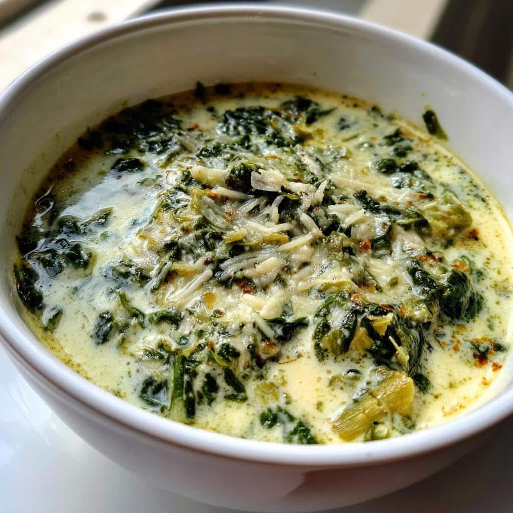 Healthy Crockpot Spinach Artichoke Soup - detail 1