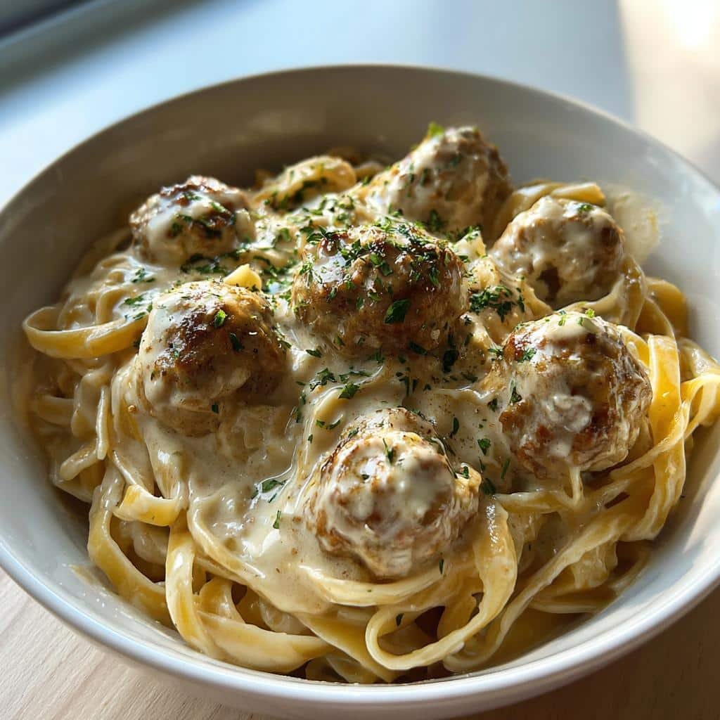 Healthy Crockpot Swedish Meatball Pasta - detail 1