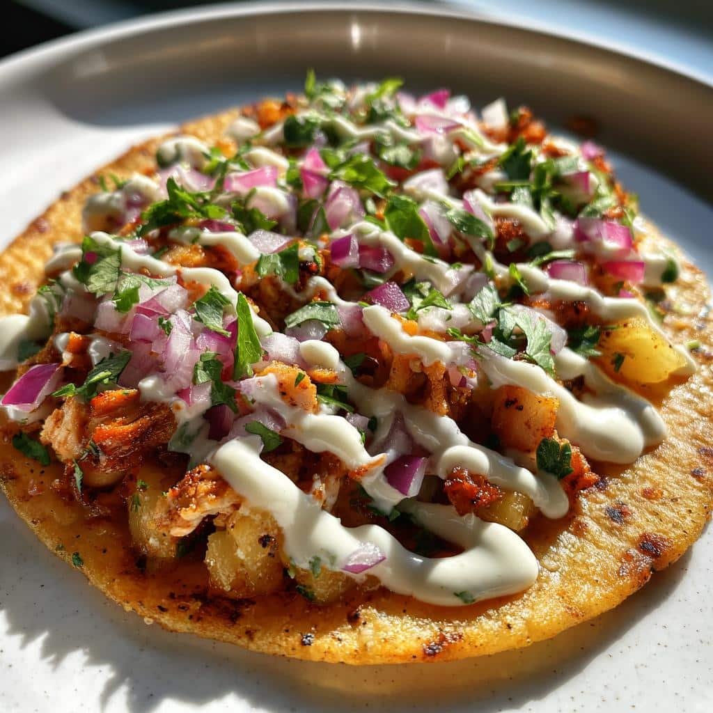 Healthy Crunchy Pineapple Jalapeño Chicken Tostadas with Lime Crema - detail 1