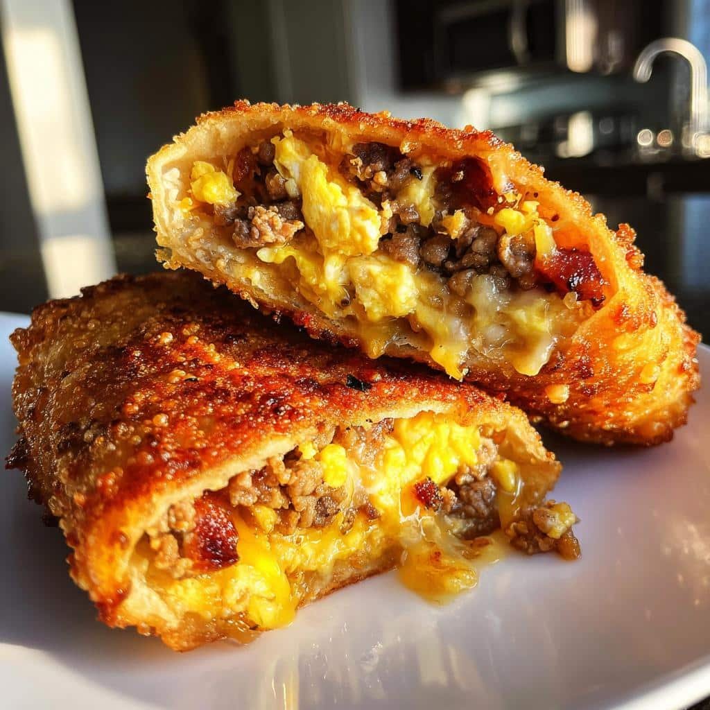 Healthy Deep-Fried Garlic Butter Bacon Cheeseburger Egg Rolls