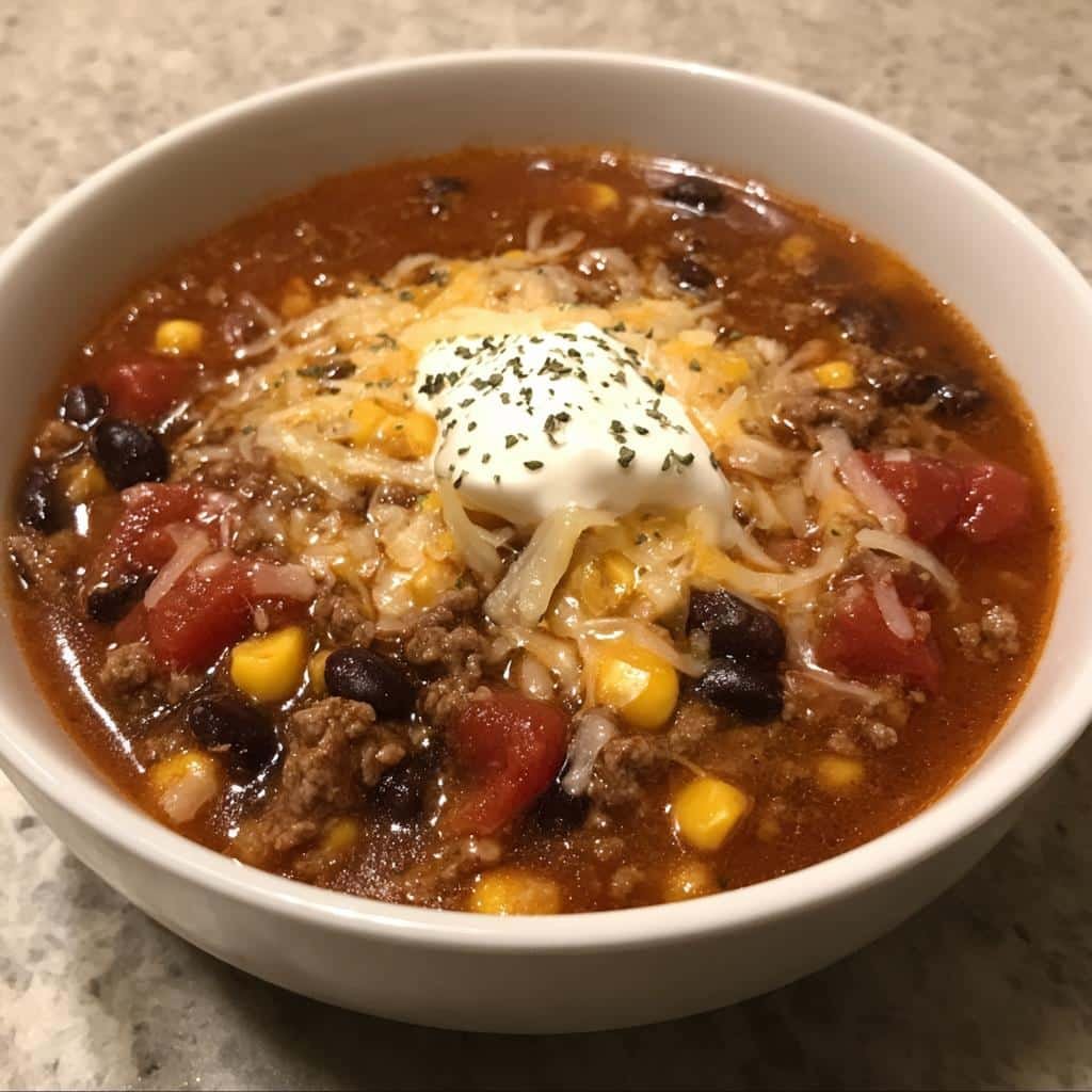 Healthy Delicious Creamy Beef Taco Soup - detail 1