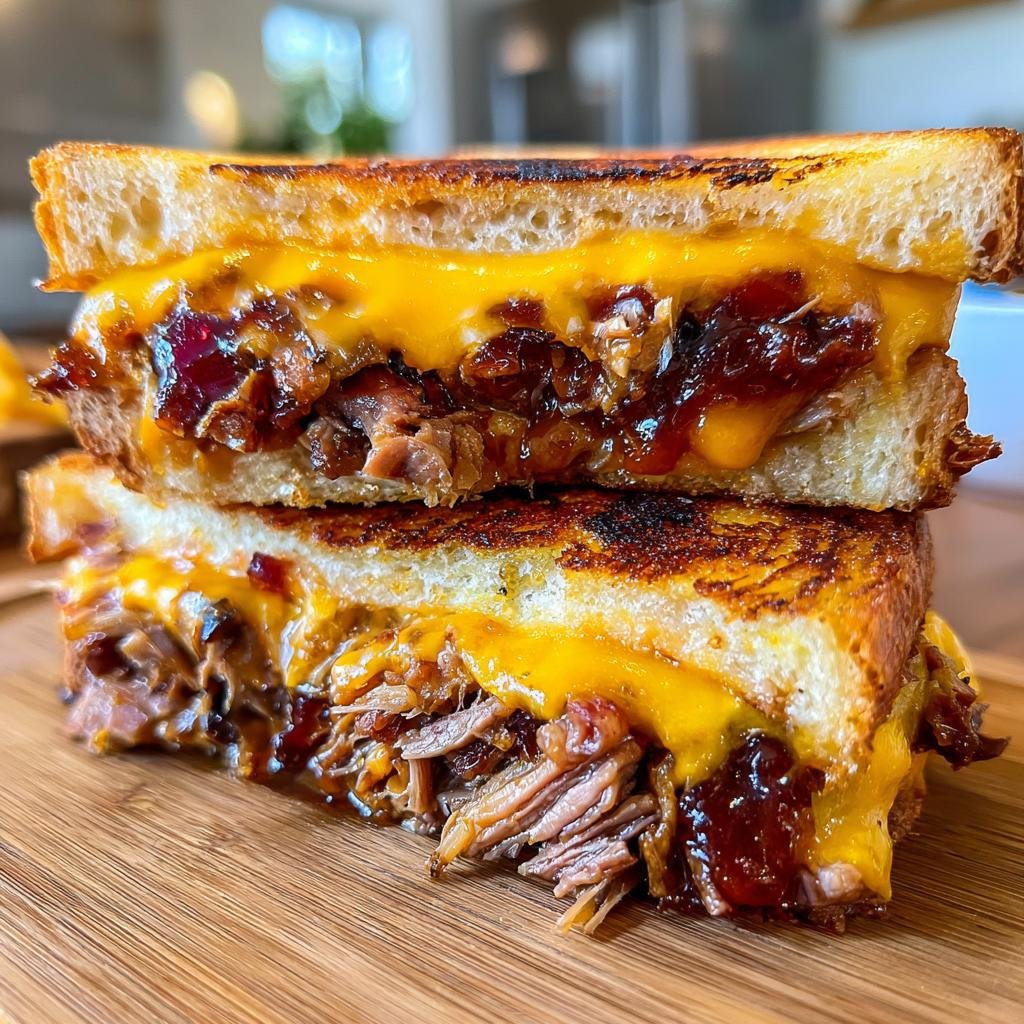 20-Minute Healthy BBQ Brisket Bacon Grilled Cheese Heaven 4 Healthy Double-Decker BBQ Brisket & Bacon Grilled Cheese Sandwiches - detail 1