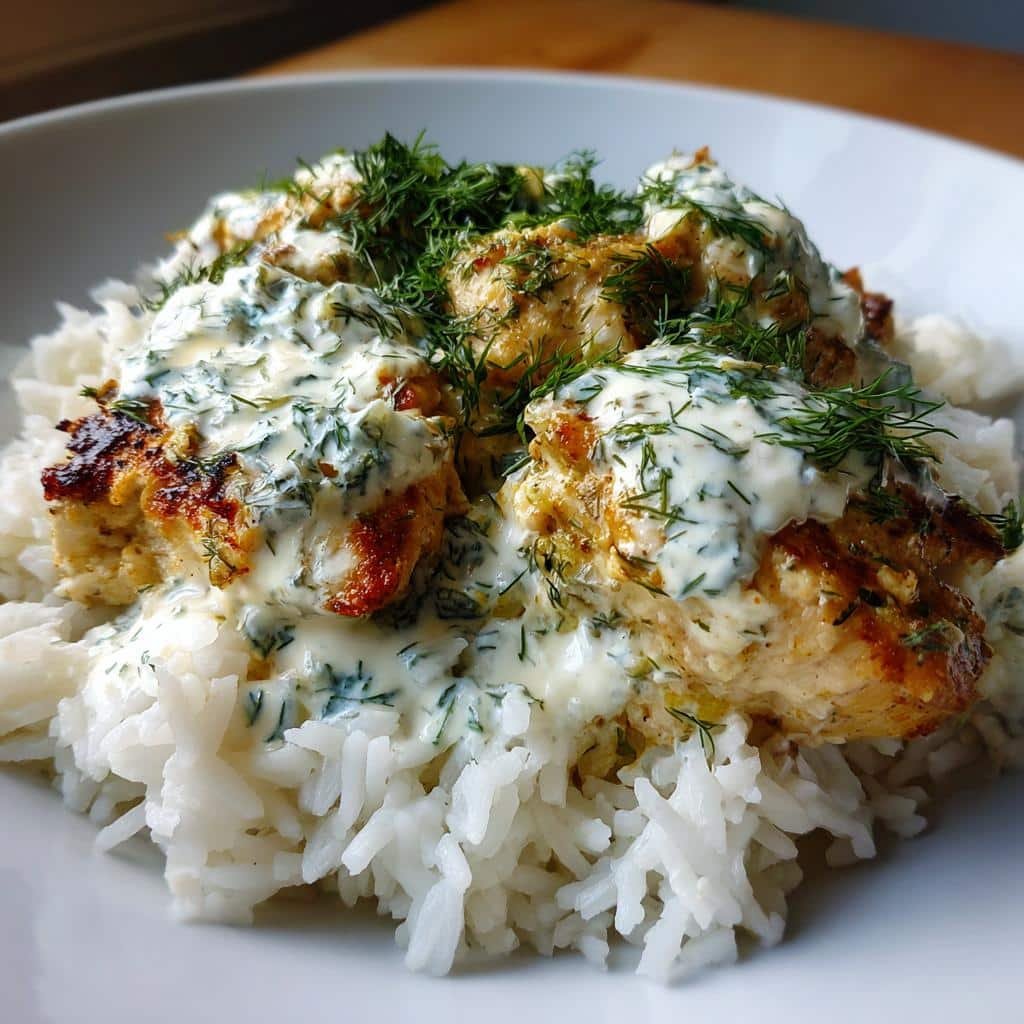 Healthy Dump-and-Bake Chicken Tzatziki with Rice