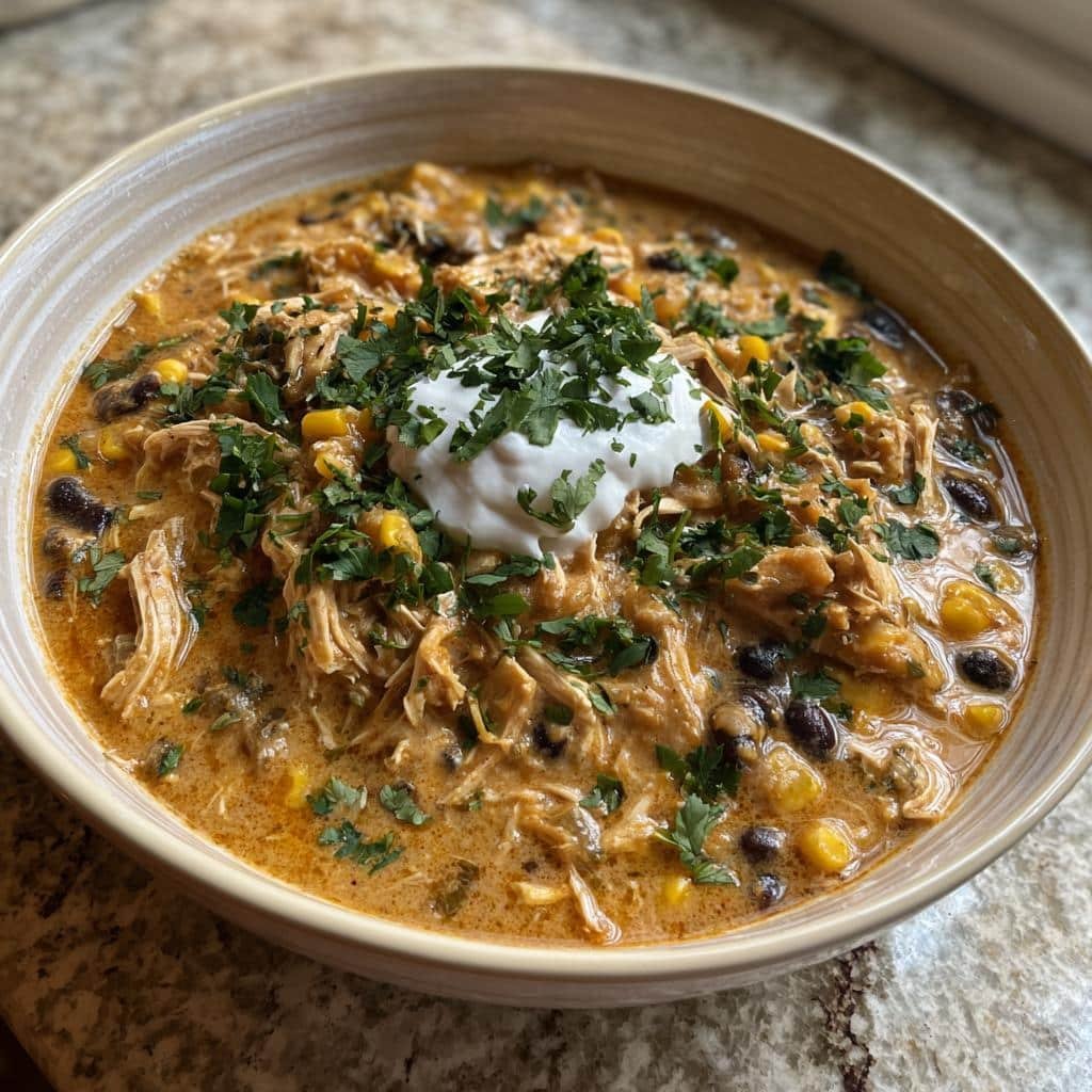 Healthy Easy Crockpot Cream cheese chicken chili