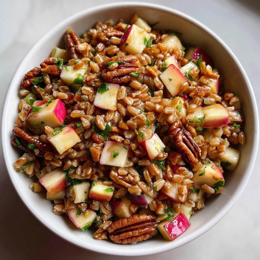 Healthy Farro Salad with Apples and Pecans - detail 1