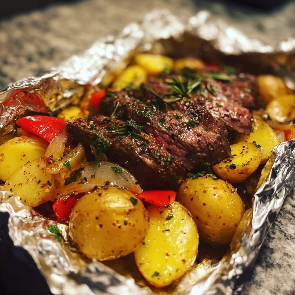 Healthy GARLIC STEAK & POTATO FOIL PACKETS - detail 1