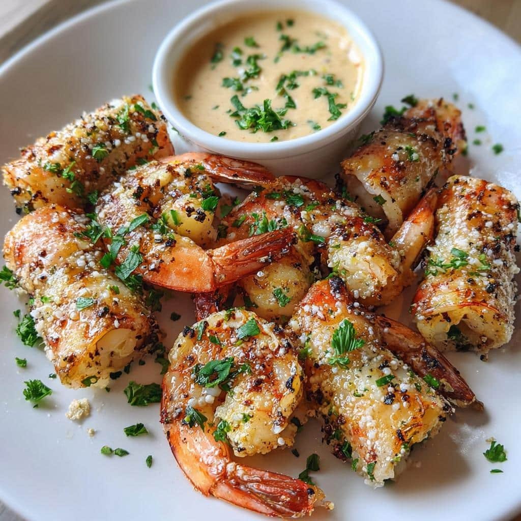 Healthy Garlic Butter Shrimp Roll-Ups with Cajun Dip