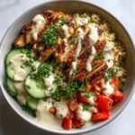 Healthy Grilled Chicken Shawarma Bowls with Creamy Garlic Sauce