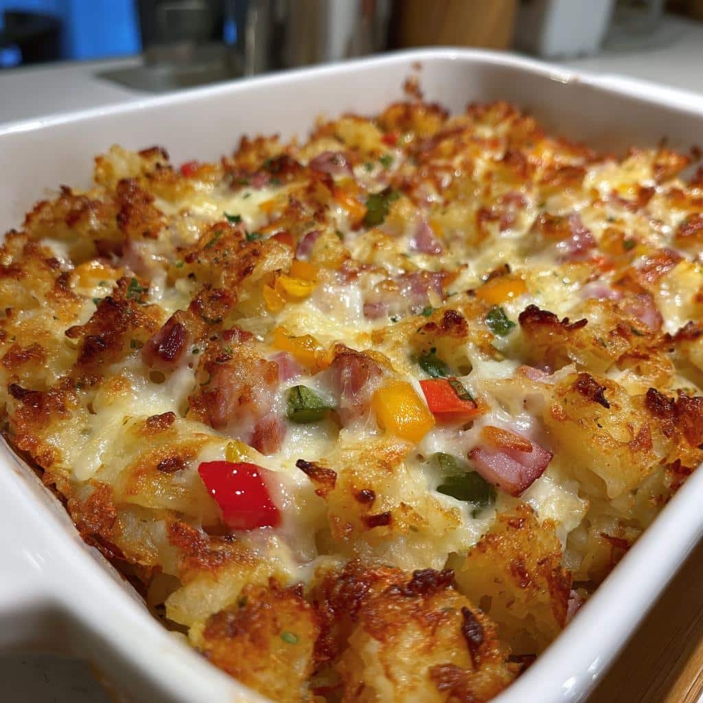 Healthy Ham and Cheese Hash Brown Casserole