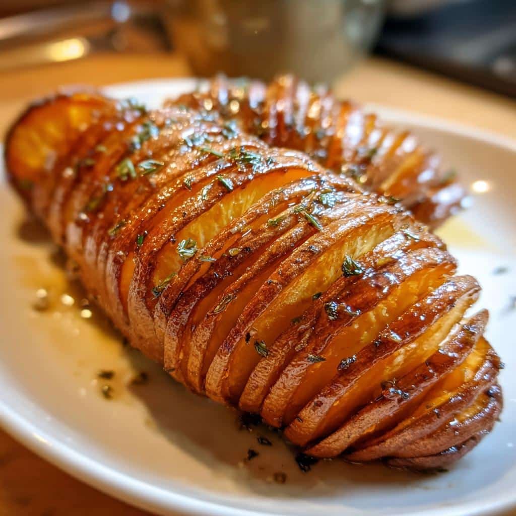Healthy Hasselback Sweet Potatoes (Maple Glazed) - detail 1