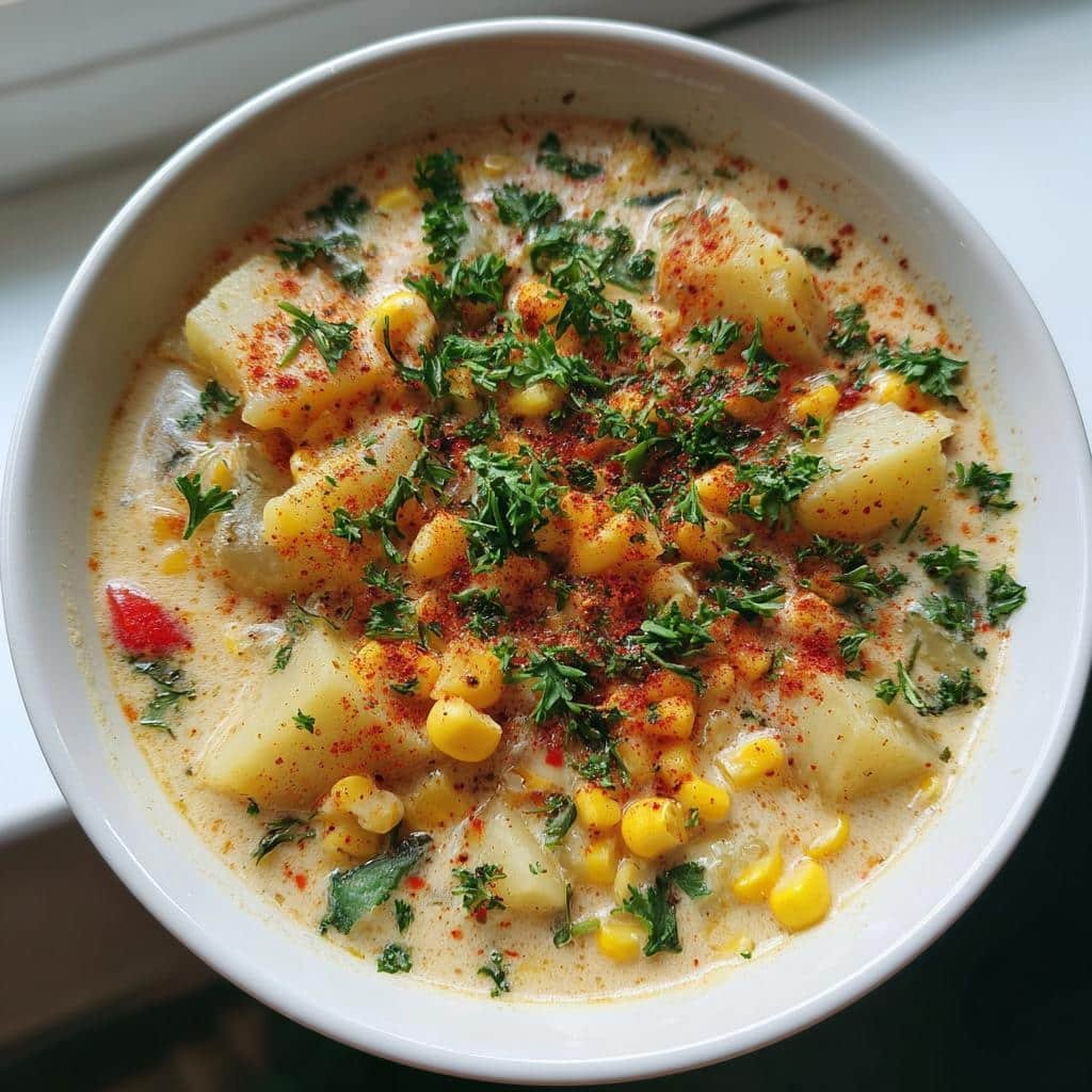 Healthy Healthy Vegan Potato & Corn Chowder
