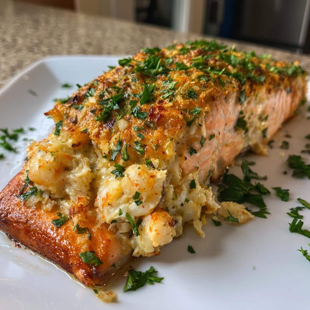 Healthy Holiday Crab & Shrimp Stuffed Salmon - detail 1