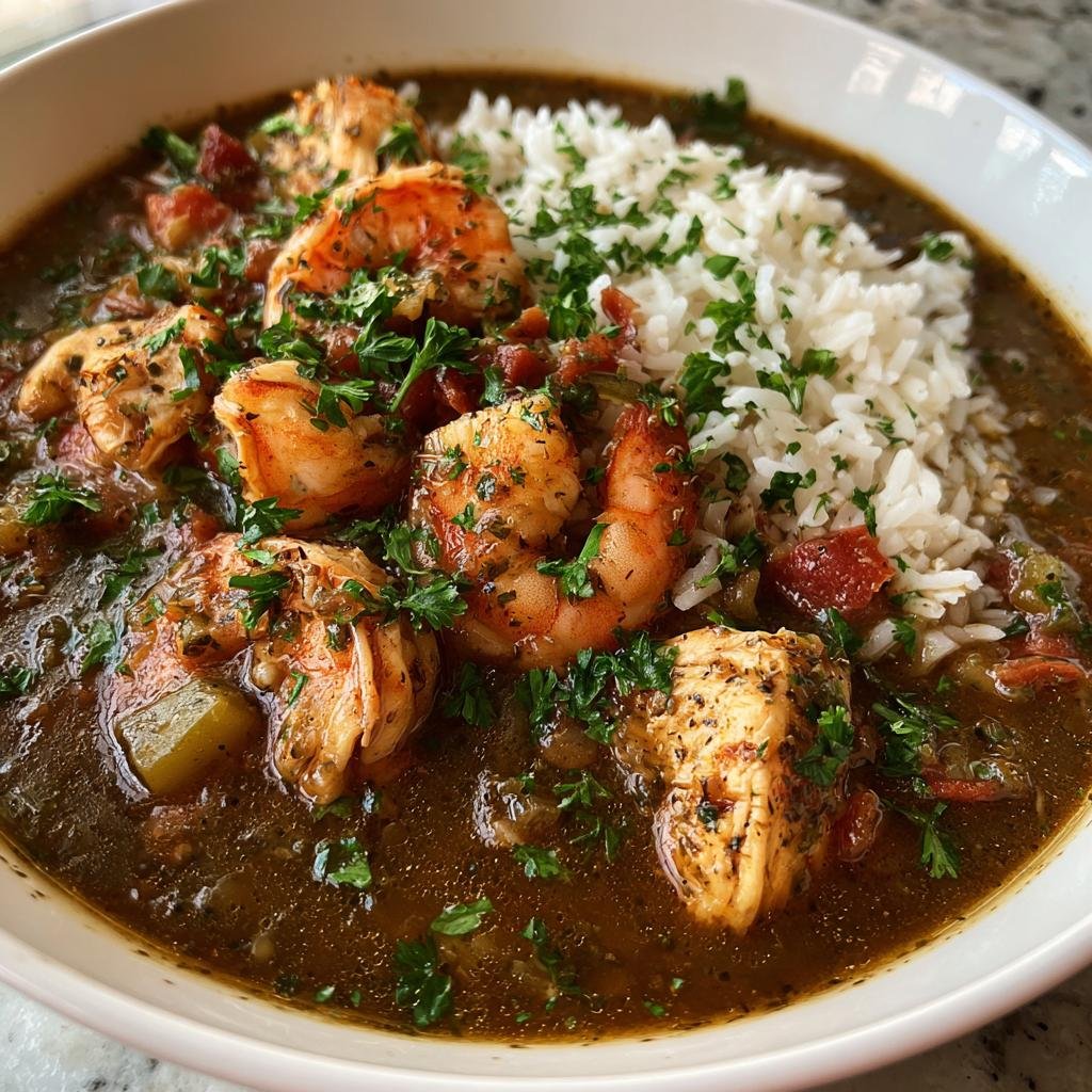 Healthy Instant Pot Louisiana Gumbo in Just 30 Minutes 4 Healthy Instant Pot Louisiana Gumbo with Chicken and Shrimp soup - detail 1