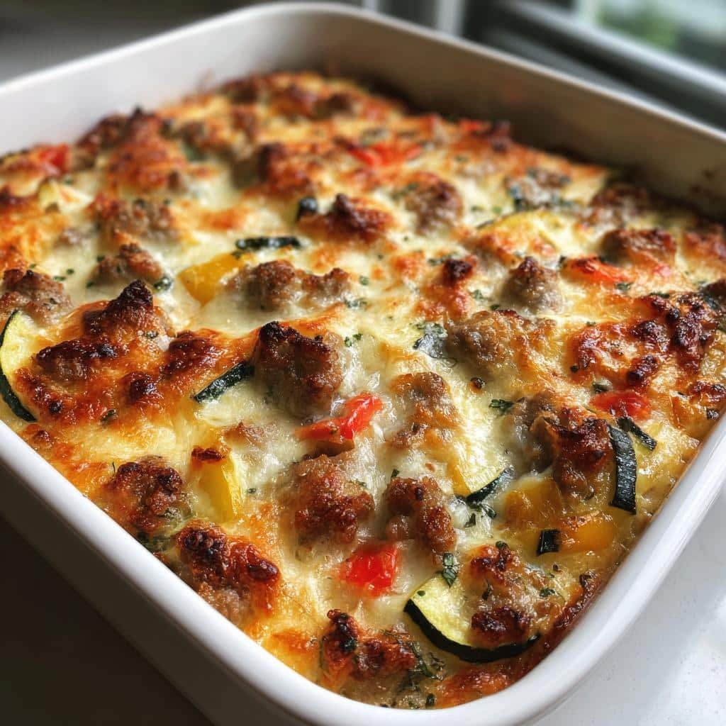 Healthy Italian Sausage & Zucchini Casserole