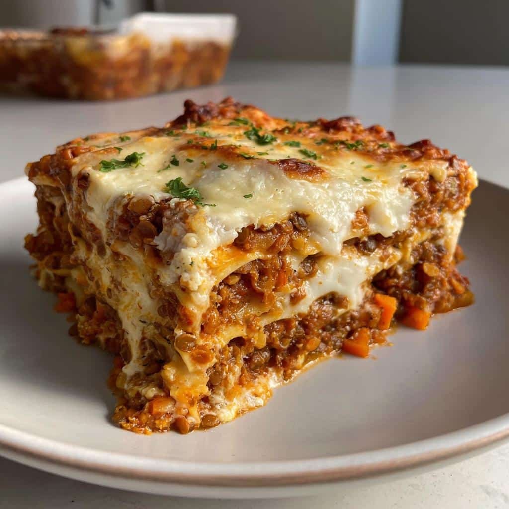 Healthy Lentil Bolognese Lasagna